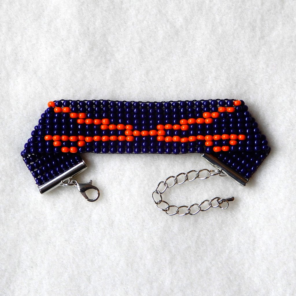 Virginia Bead Bracelet, Handmade, Adjustable Length, Gameday